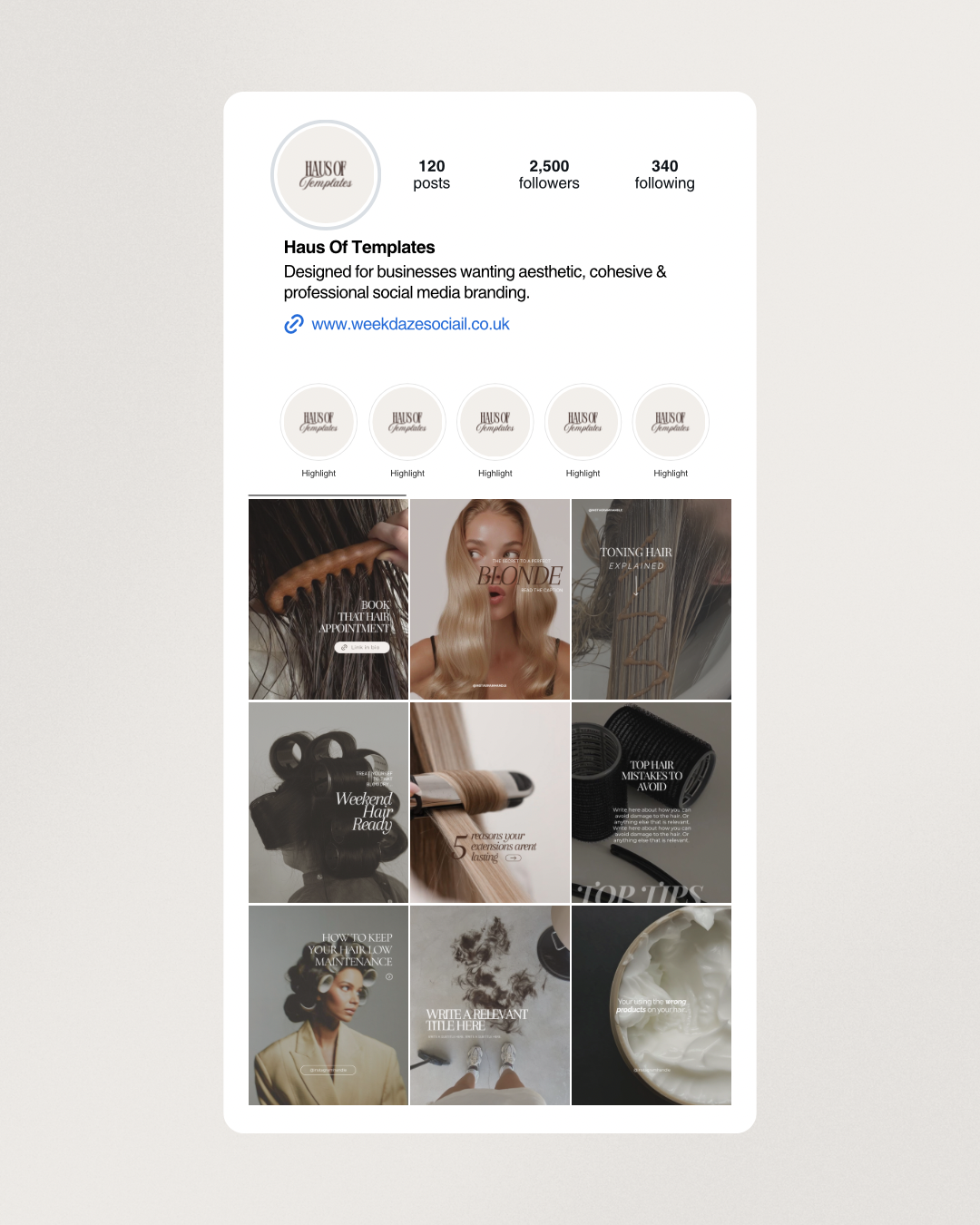 Hairdressing Templates